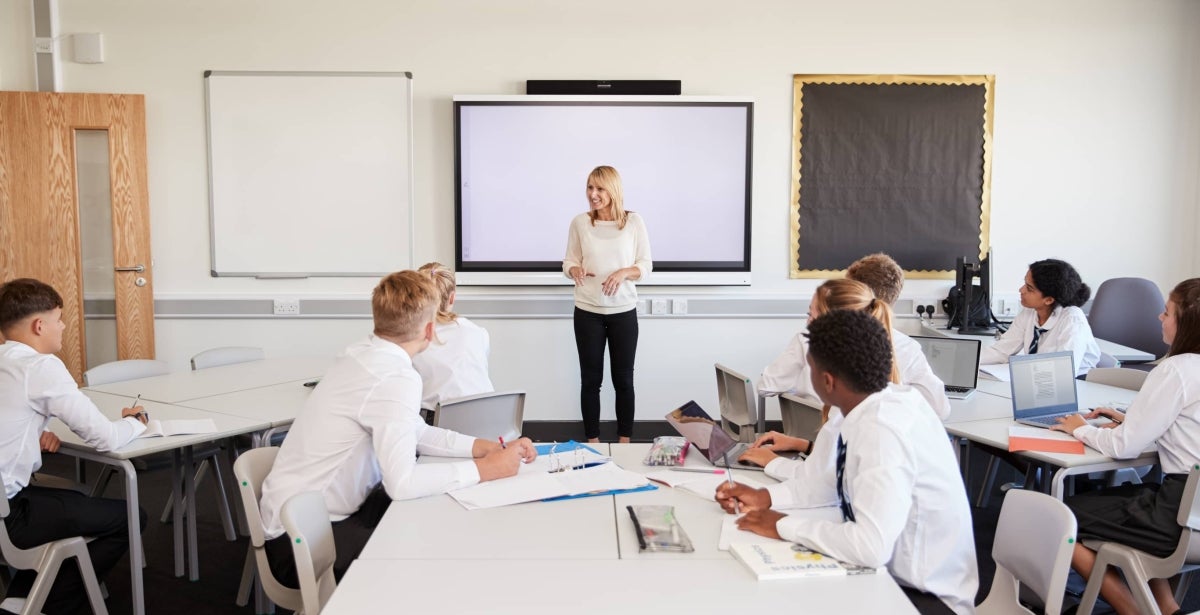 Psychology teacher in a classroom.