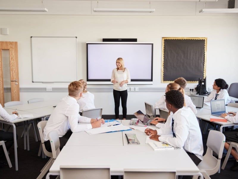 Psychology teacher in a classroom.